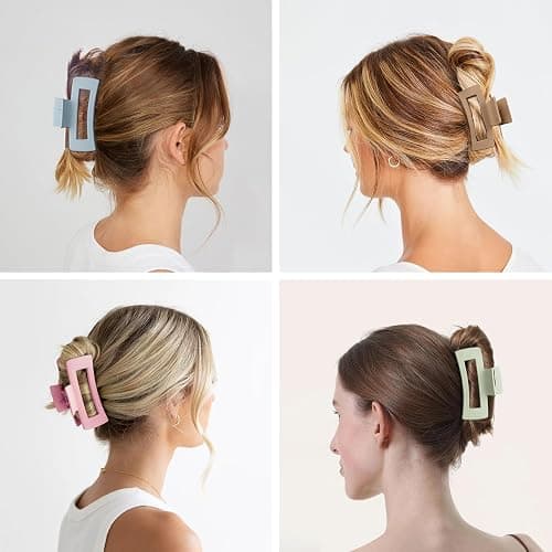 Vigorpace 12 Pack 3.5" Medium Hair Claw Clips for Women Girls Thick Thin Hair, Strong Hold Matte Square Hair Clips thumbnail 2