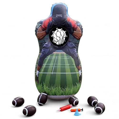 PullCrease Inflatable Football Pitching Target Double-Sided Training Toss Game with 6 Footballs Air Pump Funnel Football Toys Gifts Training Practice Equipment for Indoor Outdoor Yard Party Favor - Image 1