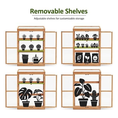 MCombo Wooden Cold Frame Greenhouse, Raised Flower Planter Shelf Protection for Outdoor Indoor Use, 0760 (Orange) thumbnail 6