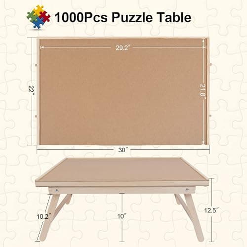 Aloftopz 1000 Piece Wooden Folding Puzzle Table with Legs, 22" x 30" Jigsaw Puzzle Board with 4 Drawers and Protective Cover Portable Jigsaw Puzzle Table for Adults and Teens thumbnail 2