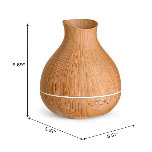 BZseed Aromatherapy Essential Oil Diffuser 550ml 12 Hours Wood Grain Aroma Diffuser with Timer Cool Mist Humidifier for Large Room, Home, Baby Bedroom, Waterless Auto Shut-off,7 Colors Lights Changing thumbnail 2