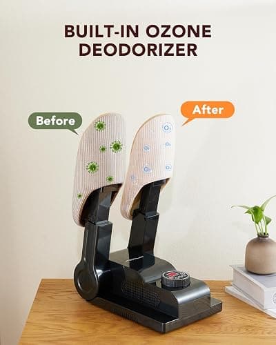 FORLIM [Upgraded Temperature Control] Boot Dryer for Work Boots - Shoe Dryer with 24-Hour Delay Timer, Portable Glove Dryer & Boot Warmer, Automatic Shut-Off Timer, Folding Design, Smart Panel, Black thumbnail 6
