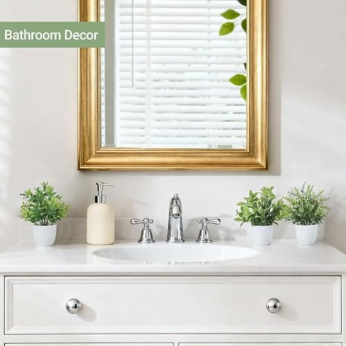 Mkono 4 Packs Fake Plants Small Artificial Potted Plant Home Decor Indoor | White, Realistic Look, Mini Size Decorative Plants for Shelf Bathroom Counter Bedroom Office Desk Table Living Room Kitchen thumbnail 4