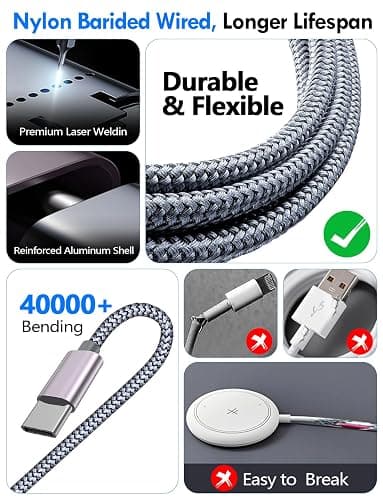 2Pack Multi Charging Cable Cord for Travel Vacation Essentials,Apple Watch Charger,iPhone 17 Charger,[3-in-2] USB A/Type C/Lightning Cable for iWatch,iPhone 17-11,Xbox Series X&S,Airpods,Home,Office thumbnail 6