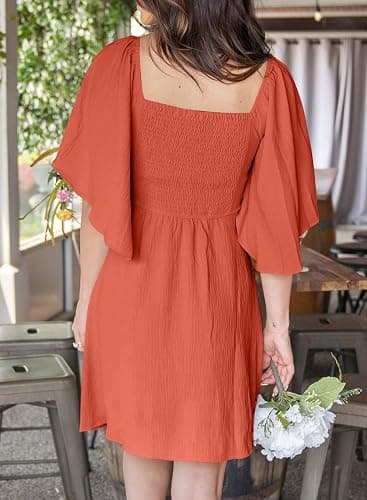 Dokotoo Womens Dresses 2026 Deep V Neck Elegant Bow tie Mini Dress S-XL | 2026 Summer Fall,Short Sleeve,V Neck,Graduation Party Dress,Elegant,Flowy Beach Vacation Wear,Casual Dress thumbnail 4