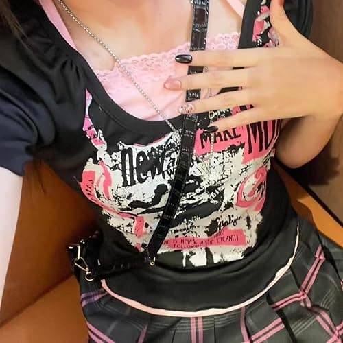 Cutecore Harajuku Y2k Baby Tee Cute Kawaii Emo Grunge Shirt Women Vintage Graphic Tees Short Sleeve Alt Tops 2000s thumbnail 4