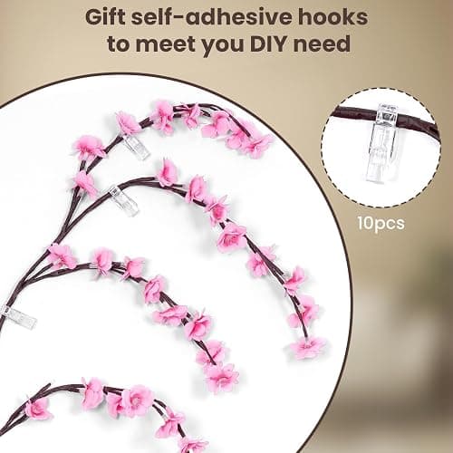 Cherry LED Tree Branch Lights for Wall, Cherry Blossom Willow Vine Twig Decor Garland with 96 LED Lights and Remote,8 Lighting Modes,Christmas Decorations Indoor for Home Wall Door Window (71inch) thumbnail 6