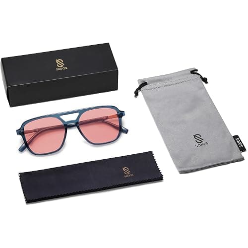 SOJOS Retro Aviator Sunglasses for Women Men,Trendy Rectangle Womens Mens Shades Sun Glasses SJ2202 thumbnail 6