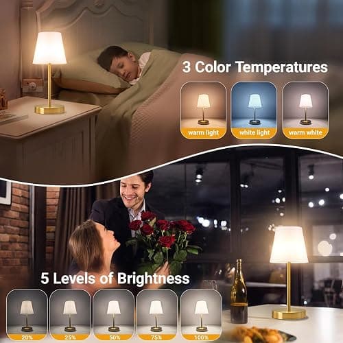 1 Pack Cordless Table Lamp Rechargeable, 10000 mAh Portable LED Battery Operated Lamp with Remote Control, 10 Colors Dimmable Touch Desk Light with Timer for Bedside Night Light Outdoor Patio Camping thumbnail 5