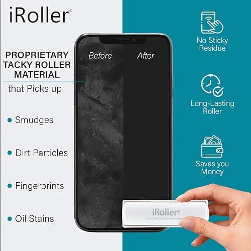 Screen Cleaner by iRoller - No Need for Spray or Wipes - Liquid Free iPad Screen Cleaner Roller Tool - Washable & Reusable - Phone Screen Cleaner Ideal for iPhone, Laptop, Computer Touchscreen - 3.5" thumbnail 2