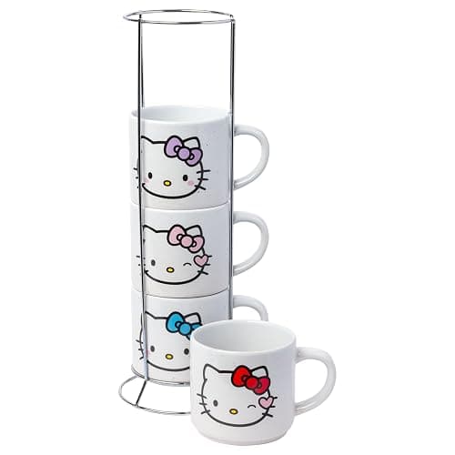 Silver Buffalo Sanrio Hello Kitty Faces and Hearts 4pc Ceramic Mug Stack Set, 10 Ounces thumbnail 5