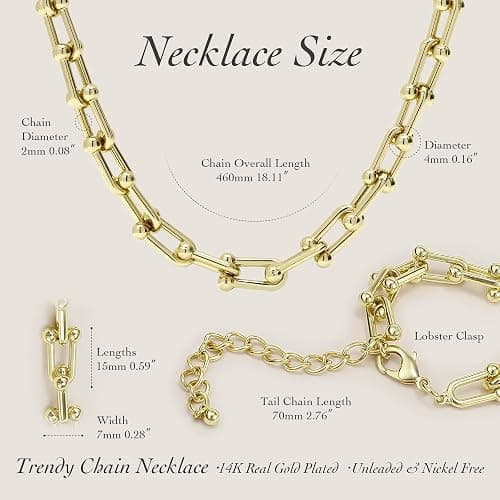 Lushboom Cuban Choker Necklace Herringbone Snake Necklace Paperclip Chain Layered Necklaces for Women Jewelry thumbnail 4