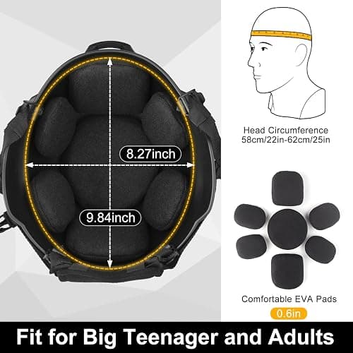 VPZENAR Airsoft Helmet,Black Tactical Helmet,Airsoft Mask Mesh,Elastic Balaclava Mask, Anti Fog Airsoft Goggles, Tactical Full Face Protection, Airsoft Accessories,Military Gear thumbnail 3