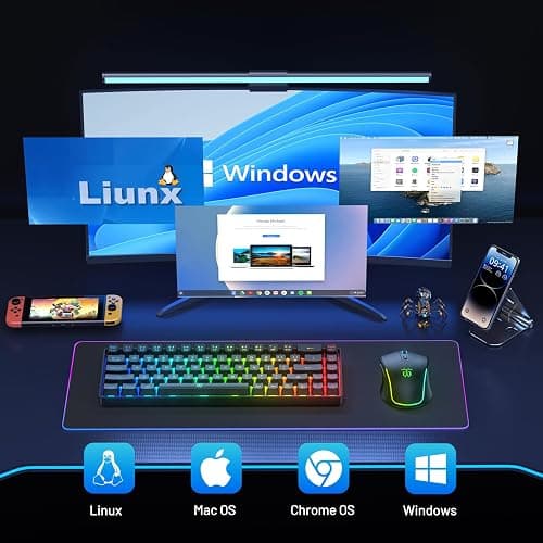 Snpurdiri 60% Wireless Gaming Keyboard and Mouse Combo,LED Backlit Rechargeable 2000mAh Battery,Small Membrane But Mechanical Feel Keyboard + Popular RGB Mice for Gaming,Business Office thumbnail 7