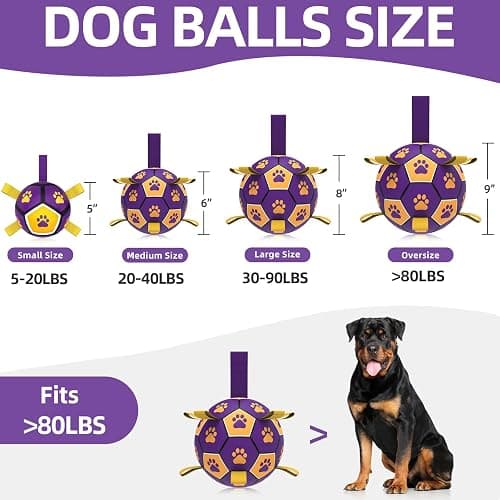QDAN Extra Large Dog Toys Soccer Ball - Durable Dog Balls for Extra Large Dogs with Straps, Interactive Dog Tug Toy with Strap for Tug of War (9 Inch) thumbnail 9