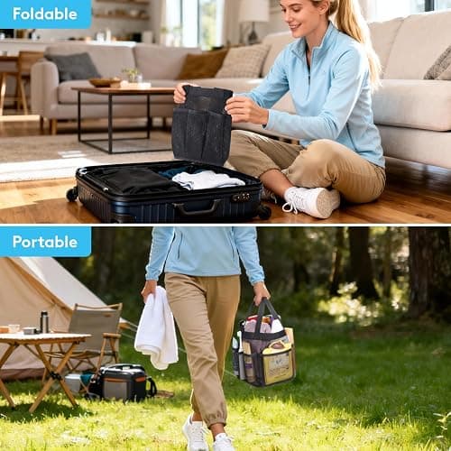 Lifewit Mesh Shower Caddy Portable for College Dorm Room Essentials with 7 Pockets, Freestanding Hanging Organizer Basket, Quick Dry Tote Bag for Camping, Bathroom, Beach, Travel, 1 Pack, Black thumbnail 6