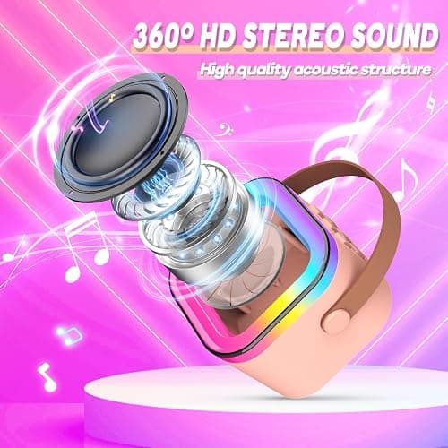 Gralal 3-15 Year Old Girls Gifts, Kids Microphone for Kids Toys for 3-15 Year Old Girls Birthday Presents Kids Karaoke Machines Birthday Gifts for Girls Toys Age 3-12 Easter Gifts for Kids - Pink thumbnail 8