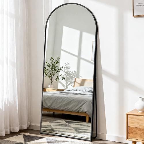 DUMOS Arched Full Length Mirror, 56"x21" Full Body Floor Standing Mirror with Aluminum Frame and Shatter Proorf Nano Glass, Modern Wall Hanging Leaning for Living Room, Home Decor, Black thumbnail 6