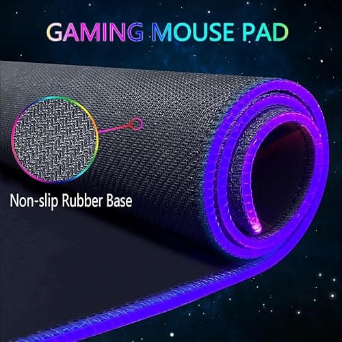 Armanza RGB Gaming Mouse Pad, Large Mousepad with Led Light, Keyboard Pad Gaming Accessories for Desk, Non-Slip Rubber Base Big Mouse Mat for Gamer, 31.5 X 11.8 Inch, Dazzling Galaxy thumbnail 6