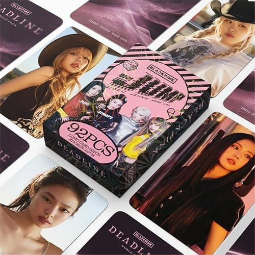 DEFGNOP Kpop Blackpink Merch, Blackpink Photocards, 60 Stück Lomo Karten 32 Stück Aufkleber, JUMP Album Photocards Set, Geburtstagsgeschenk für Fans Jugendliche (A) thumbnail 4