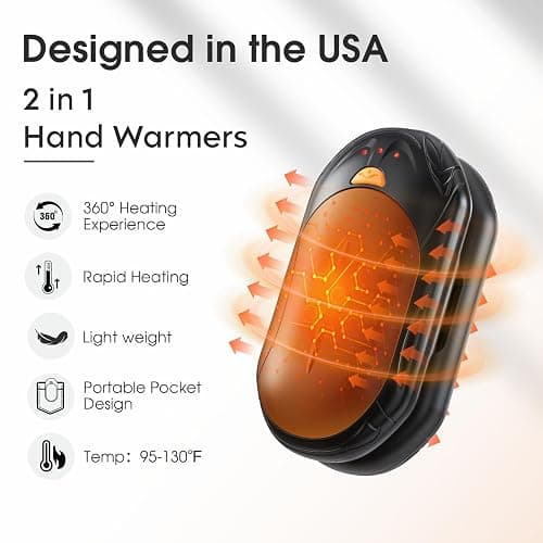 AI Hand Warmers Rechargeable 2 Pack, AI Smart Chips Electric Hand Warmers, 20Hrs Long Safe Heat, Portable Pocket Heater, Gifts for Christmas, Outdoor, Hunting, Golf, Camping Accessories thumbnail 2