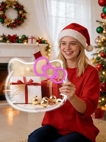 Anime Neon Sign Vanity, Bedroom Wall Mirror 16x14inch Large Size for Pink Room Decor, Makeup Mirror with Remote for Teen Girl Gifts for Birthday Christmas Halloween Thanksgiving Valentine's Day thumbnail 7