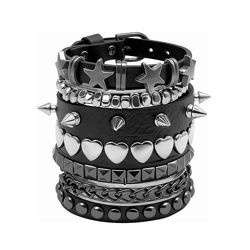 ZYNVORA 5 Pcs Punk Bracelets, Rock Style Emo Bracelets, Hip-hop Studded Bracelet Goth Bracelets Punk Studded Bracelet Bracelet Grunge Alternative Bracelet Punks Bracelet for Women, Unisex - Image 1