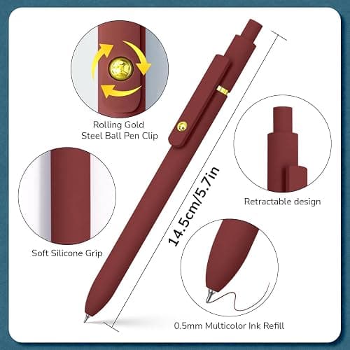 UIXJODO Colorful Pens, 6 Pcs Colored Pens Fine Point Smooth Writing Pen, 0.5mm Colored Ink Gel Pen for Journaling Note Taking Writing, Office School Supplies Gifts for Women (6 Pcs Gold Vintage) thumbnail 4
