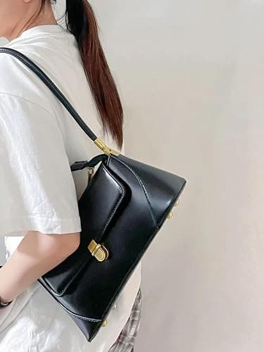 Women Shoulder Bags Vintage Handbag Retro Classic Small Purse 90s Buckle Closure thumbnail 9