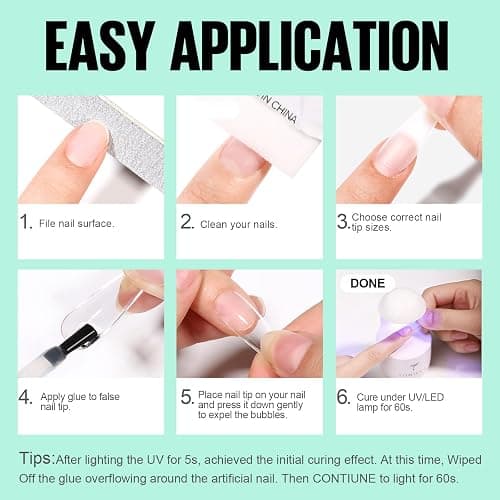 TOMICCA Colle Faux Ongles-2PCSx15ml| Colle Ongle Capsule Gel UV,Gummy Base Gel Pour Pose Américaine Ongles Capsules, Nail Extend Durcissement Nécessaire UV-4 en 1 thumbnail 6