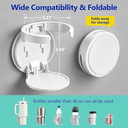 Bedside Wall Shelf for Teen Girls Dorm Room Essentials Bunk Bed Stuff | No Drill Floating Shelves with Cup Holder, Aesthetic Cute Girls Room Decor Aesthetic Stick Bedroom Accessories Organizer thumbnail 2