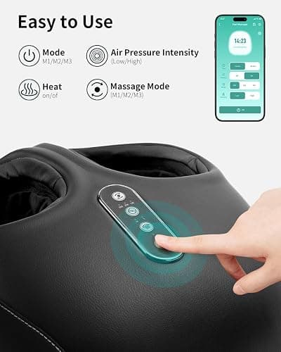 Nekteck Shiatsu Foot Massager with Heat, Foot Massager Machine for Plantar Fasciitis, Neuropathy Pain, Deep Kneading, Air Compression, Remote APP Control, Gifts for Her Him, Fits Up to 13" thumbnail 2