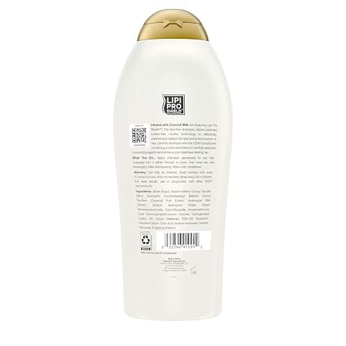 OGX Nourishing + Coconut Milk Shampoo, Hydrating & Restoring Shampoo Moisturizes for Soft Hair After the First Use, Paraben-Free, Sulfate-Free Surfactants, 25.4 fl. oz thumbnail 6