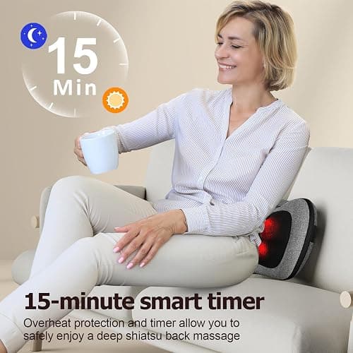 VIKTOR JURGEN Shiatsu Back Massager with Heat – Deep Tissue Massage for Neck, Shoulder, Leg, Upper & Lower Back Pain Relief, Electric Kneading 3D Massage Pillow Gifts for Men Women Dad, Mom, Christmas thumbnail 3