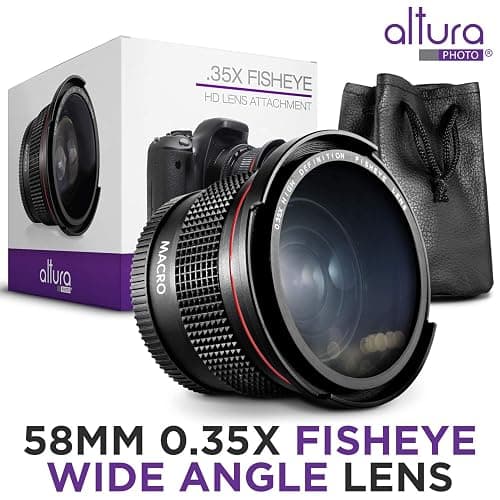 Altura Photo 58MM 0.35x Fisheye Wide Angle Lens (w/Macro Portion) for DSLR Cameras EOS Rebel 70D 77D 80D 90D T8i T7 T7i T6i T6s T6 T5i T5 T4i T3i T100 SL1 SL2 SL3 thumbnail 3