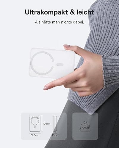Baseus Enerfill MagSafe Powerbank 10000mAh 22.5W Magnetische Power Bank USB C, Kabellose Externe Handyakkus Wireless Mini Powerbank Kompatibel mit iPhone 16/15/14/13/12/Pro/Pro Max Serie, Weiß thumbnail 3