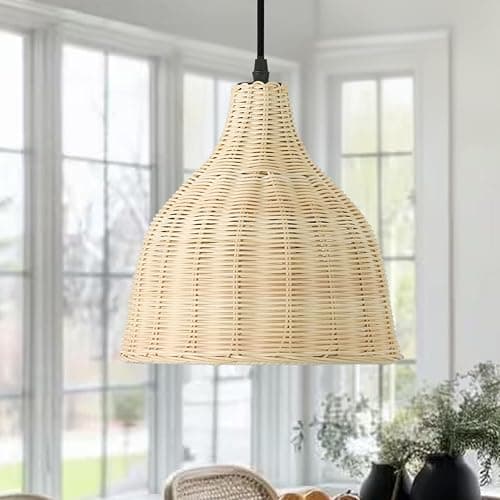 TERLEENART Bobo 3 Light Pendant Light, Hard Wired Hanging Chandelier with 9.84” Dome Rattern Wicker Shade,Suspended Lighting Fixture for for Kitchen Island Dining Bedroom Living Room Restaurants thumbnail 6