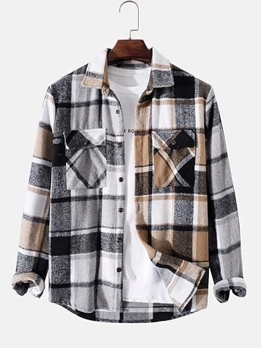 ZAFUL Mens Plaid Shirt,Long Sleeves,Classic Flannel Shirt Button Down Shirt Jacket Tops thumbnail 2