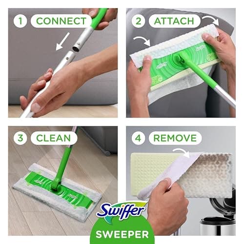 Swiffer Sweeper 2-in-1 Mops for Floor Cleaning, Dry and Wet Multi Surface Floor Cleaner, Sweeping and Mopping Starter Kit, Includes 1 Mop + 19 Refills, 20 Piece Set thumbnail 7