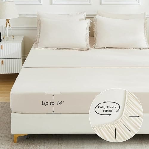 Andency Beige Comforter Set Full Size with Sheets -7 Pieces Boho Tassel Bed in a Bag Soft Lightweight Bedding Sets, All Season Fringe Bed Set with Comforter, Sheets, Pillowcases & Shams thumbnail 5