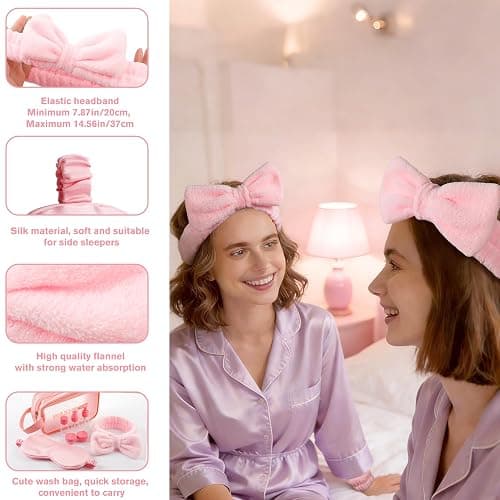 CWJCYTNSN 12PCS Spa Headband for Washing Face Wristband Set, Girls Pink Makeup Skincare Headbands for Spa Day, Soft Hair Accessories for Women Gifts thumbnail 3