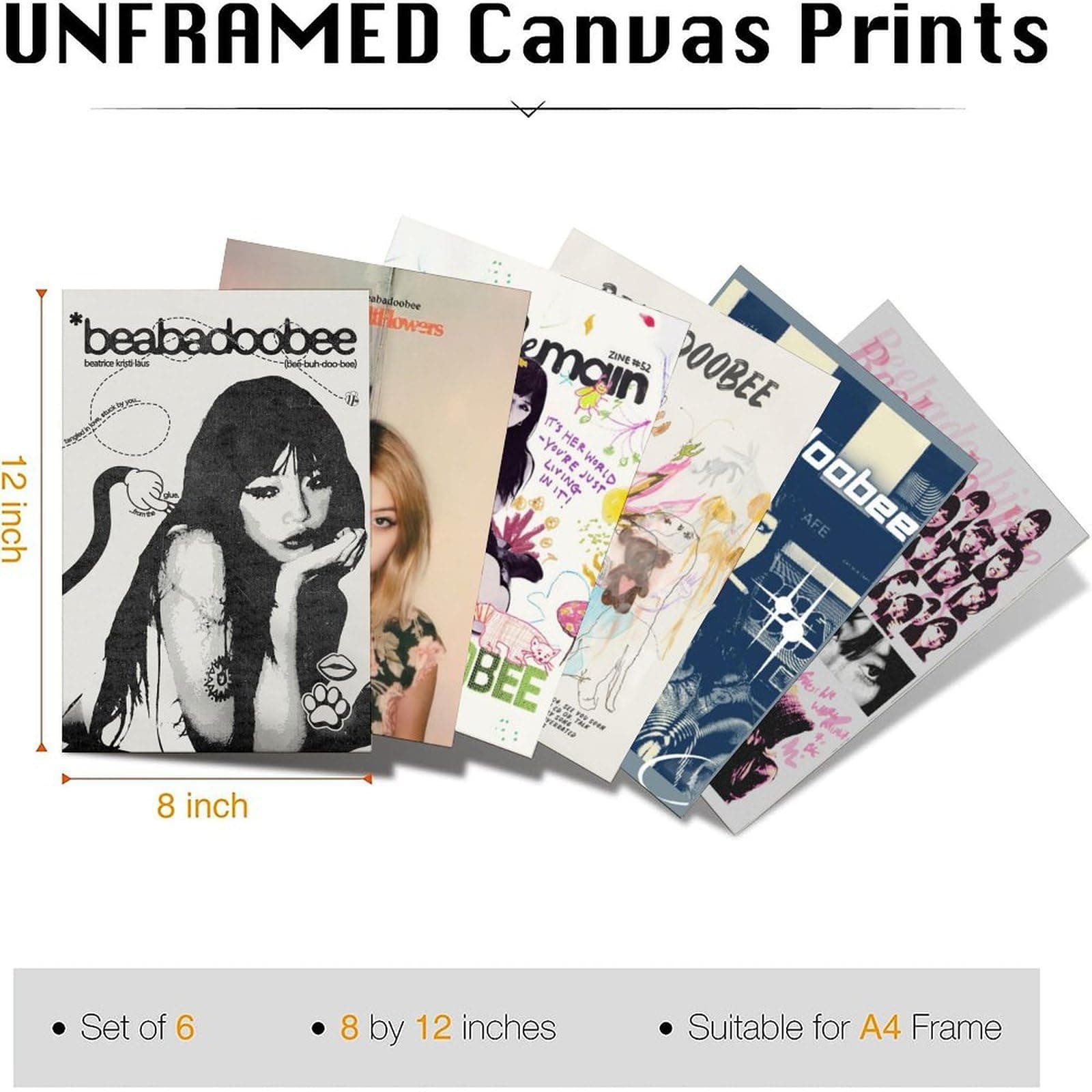 Beabadoobee Poster Music Atr Vintage Singer Poster A Set of 6 Canvas Posters Room Aesthetic Festival Family Bedroom Decor Wall Art Home12x18inch(30x45cm) Style thumbnail 8