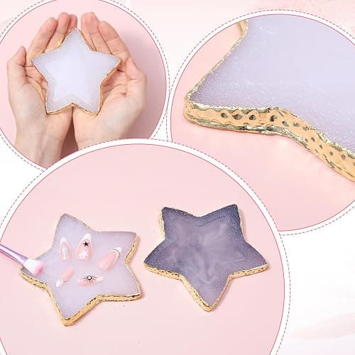 2 Pcs Nagel Kunst Palette Mischpalette für Nailart Imitation Skristall Nail Art Mit Gold Maniküre Gemalt Goldener Rand Nagelhalter Waschbar Nagellack Nagelkunst Zubehör Kosmetik Mischwerkzeuge thumbnail 3