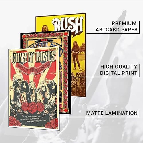 56PCS Vintage Rock Band Posters Set – Retro 70s 80s 90s Music Wall Art Prints, Classic Rock & Metal Concert Album Cover Collage for Bedroom, Living Room, Man Cave, Teen Room Decor (4x6 Inch) thumbnail 6