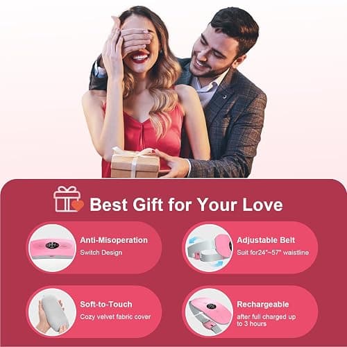 Heating Pad for Period Cramps, 3 Heat Levels and 3 Massage Modes, Portable Heating Pad for Menstrual Cramps Relief, Electric Heat Belt, Christmas Gifts for Women and Girl Stocking Stuffers thumbnail 8