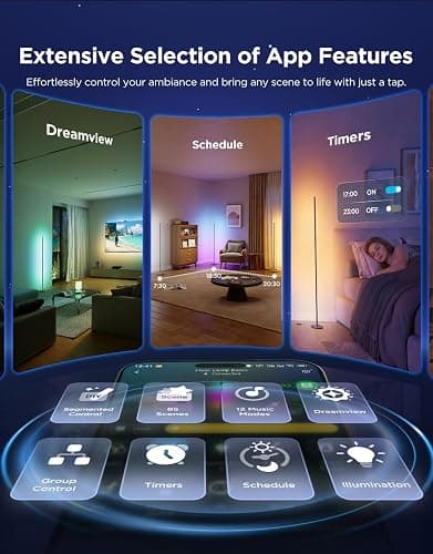 Govee RGBIC Floor Lamp Basic, 1000lm LED Corner Lamp Compatible with SmartThings, Alexa, and Matter, Modern Floor Lamp with Music Sync and 16 Million DIY Colors, Standing Lamp for Bedroom Living Room thumbnail 5