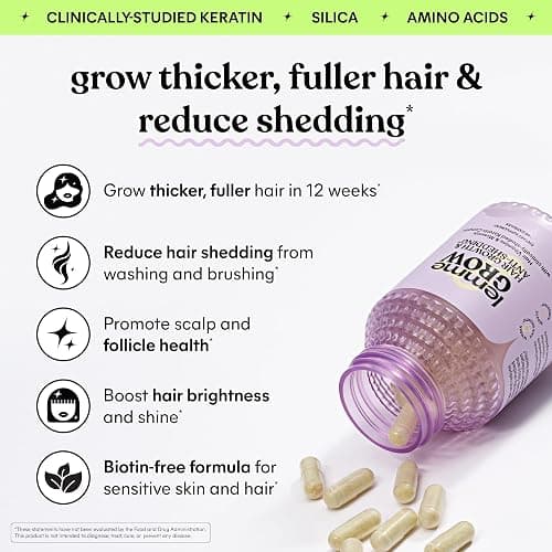 Lemme Grow Hair Growth Supplement for Women, Clinically Proven Keratin Complex for Visibly Thicker Hair and Scalp Coverage, Reduced Shedding, Nourish Thinning Hair - 1 Month Supply thumbnail 2