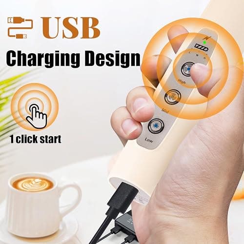 Nahida Beige Milk Frother Wand for Coffee,Handheld Rechargeable Electric Whisk with Stand thumbnail 2