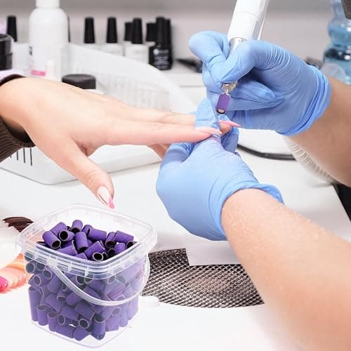 Rolybag Sanding Bands for Nail Drill 240 Grit Extreme Fine Nail Sanding Bands 200Pcs Purple Professional Sanding Bands and 2Pcs Nail Drill Bits for Manicures and Pedicure thumbnail 5