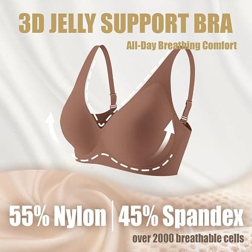 Jelly Wireless Bra Deep V Push Up Seamless T-Shirt Comfortable Plunge No Underwire Bras with Adjustable Straps Everyday Bras thumbnail 3